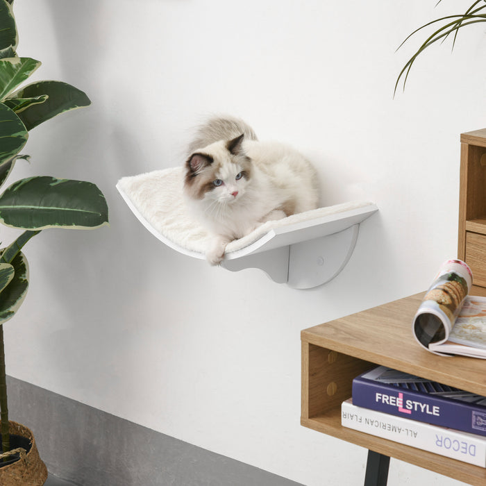 Curved Wooden Wall Shelves for Cats - Mountable Kitten Bed and Climbing Perch with Shelter - Space-Saving Cat Furniture for Lounging and Play