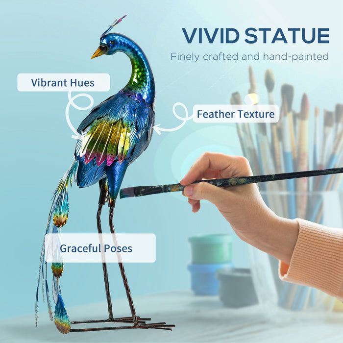 Elegant Steel Peacock - Outdoor Garden Statue Décor with Realistic Design - Perfect Gift for Bird Lovers and Garden Enthusiasts