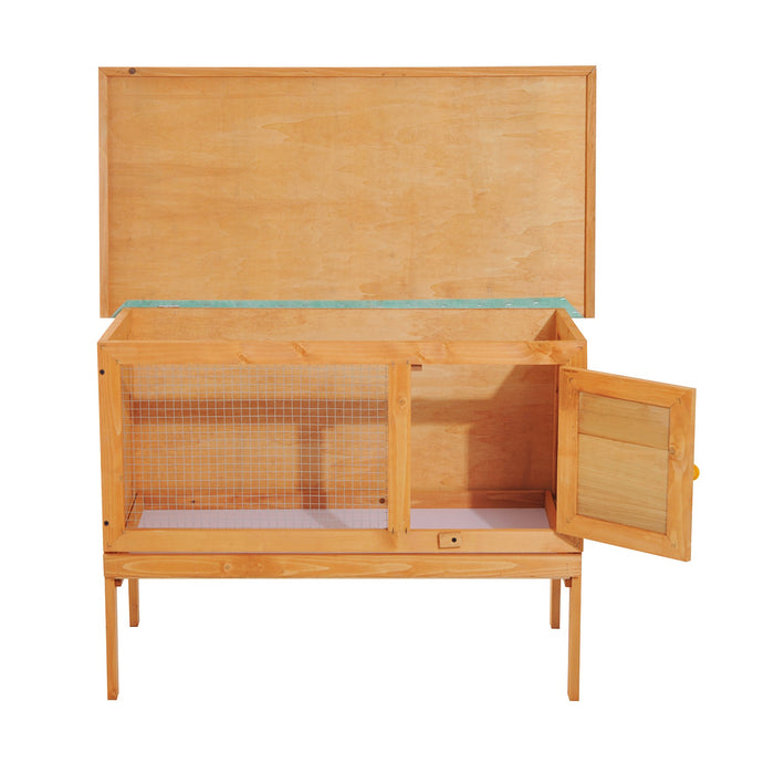 Rabbit Hutch with Spacious Interior - 90x45x65cm Fir Wood Cage - Ideal for Small Rabbits and Pets