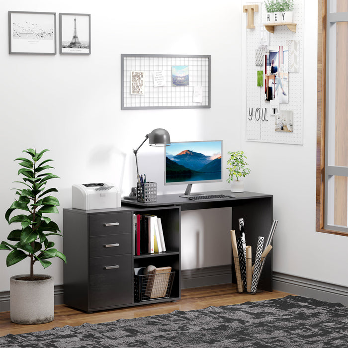 L-Shaped Computer Desk with Drawers and File Cabinet - Spacious Workstation for Home Office - Ideal for Organization and Comfortable Working Environment