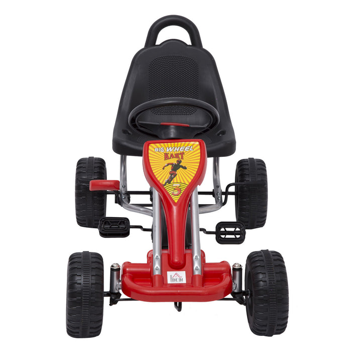 Pedal-Powered Go Kart for Kids with Hand Brake - Durable Red Children's Racing Cart - Fun Outdoor Activity and Exercise for Boys and Girls