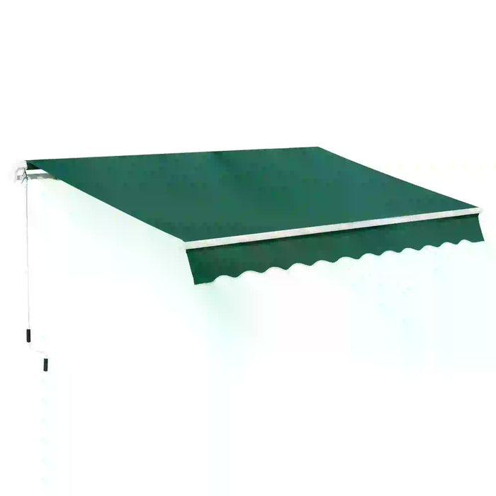 Manual Patio Awning 4x2.5m - Green Canopy Sun Shade with Retractable Design and Fittings - Outdoor Shelter for Gardens and Patios