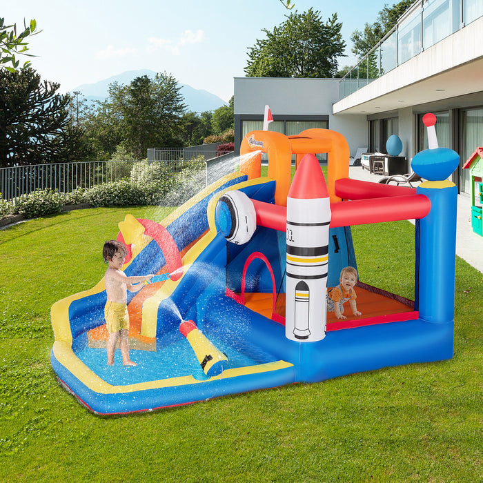 Kids Bounce Castle with Water Slide - 5-in-1 Inflatable Playhouse, Trampoline, Climbing Wall, Pool & Water Gun - Ultimate Outdoor Entertainment for Ages 3-8