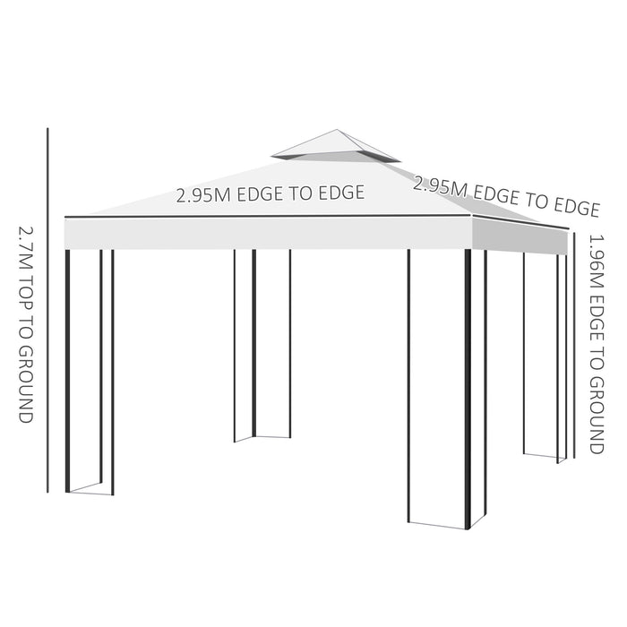 3x3m Steel Gazebo with Dual-Tier Ventilated Roof - Elegant Cream Patio Canopy Marquee for Outdoor Gatherings - Ideal Shelter for Garden Parties and Events