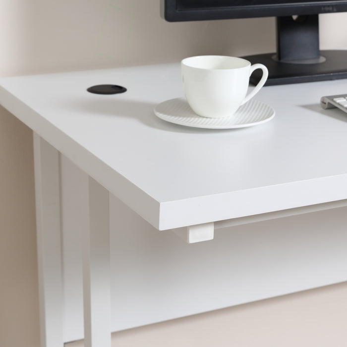 Home Office Writing Desk - Spacious 120x60x75cm Computer Table with Dual Cable Management, C-Shaped Metal Legs - Ideal for Workstation Setup, Laptop Users