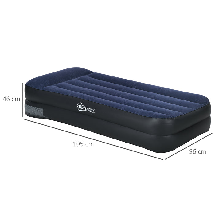 Inflatable Single Air Mattress - Built-in Electric Pump and Portable Design - Ideal for Camping and Overnight Guests