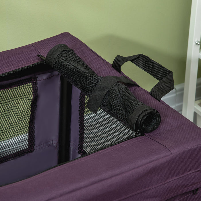 Foldable Pet Carrier for Miniature Dogs and Cats - Spacious 60x42x42cm Lightweight Portable Dog Bag, Purple - Ideal for Travel and Pet Comfort