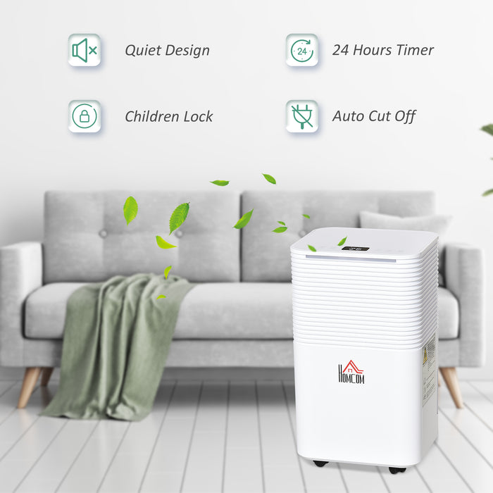 12L/Day Portable Quiet Dehumidifier - High-Efficiency 2000ML Electric Air De-Humidifier with 3 Modes - Ideal for Home Laundry, Bedroom, Basement Moisture Control