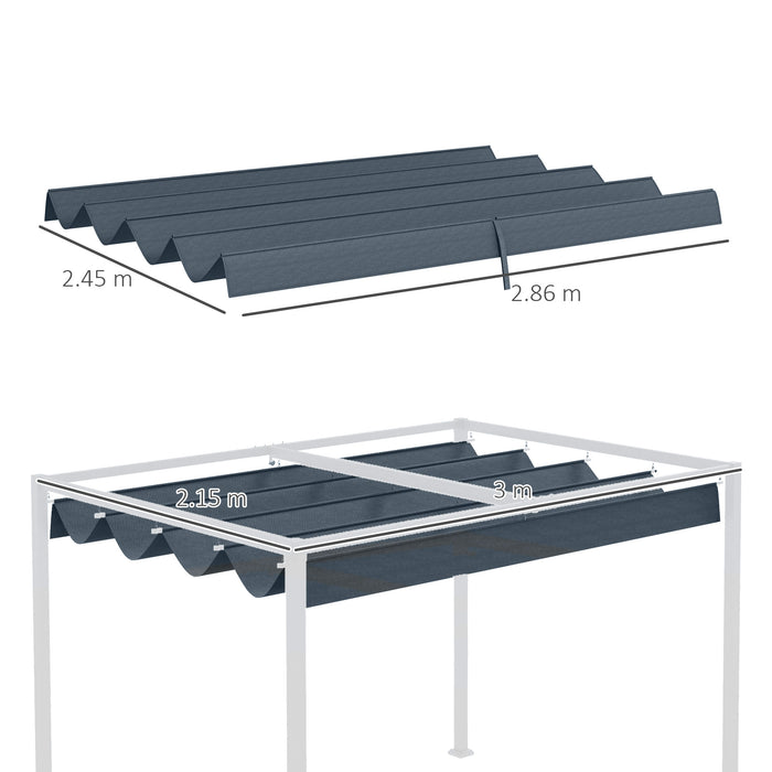 Retractable Pergola Sun Shade Cover - UV30+ Protection, 3 x 2.15m, Dark Grey - Ideal for Outdoor Comfort and Sun Control