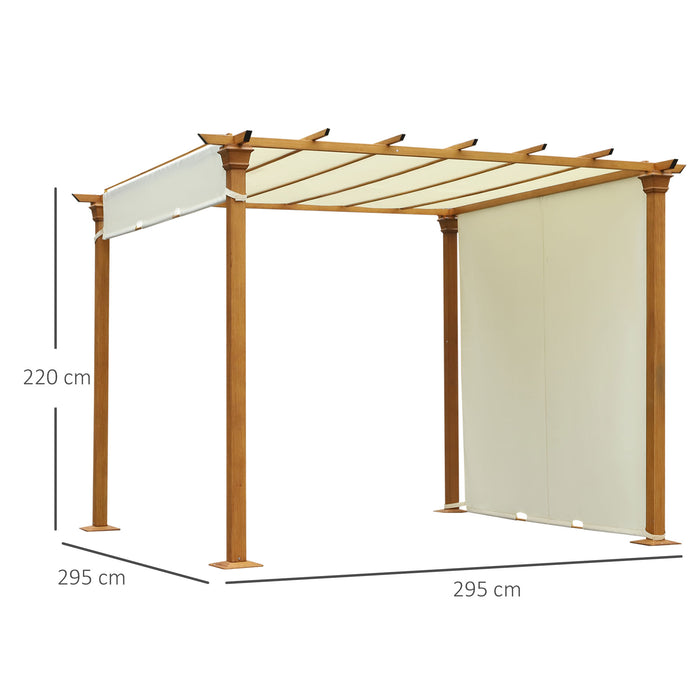 3m x 3m Retractable Pergola Gazebo - Adjustable Canopy Sun Shade Shelter, Beige Color - Perfect for Garden and Patio Relaxation