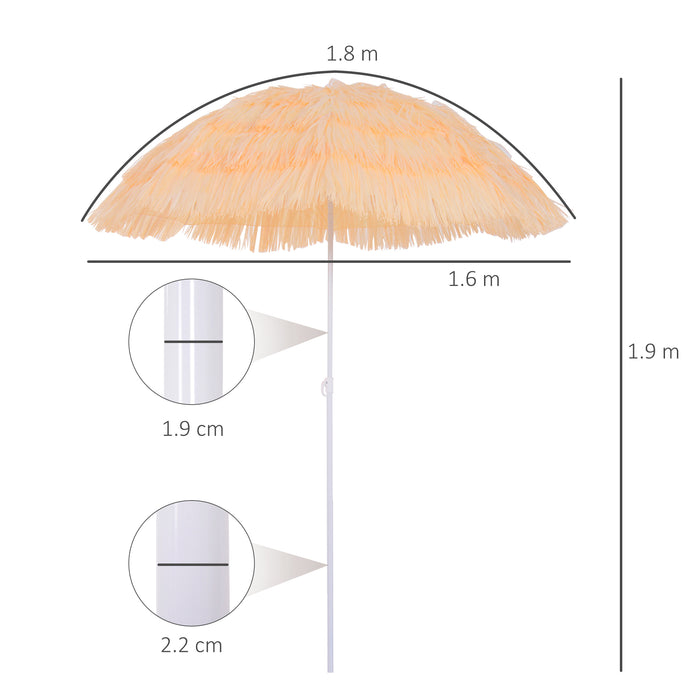 Hawaiian Beach Sun Umbrella - Wheat Color, Folding, Tilting, Crank-Operated Parasol for Patio and Garden - Ideal Sunshade for Outdoor Relaxation