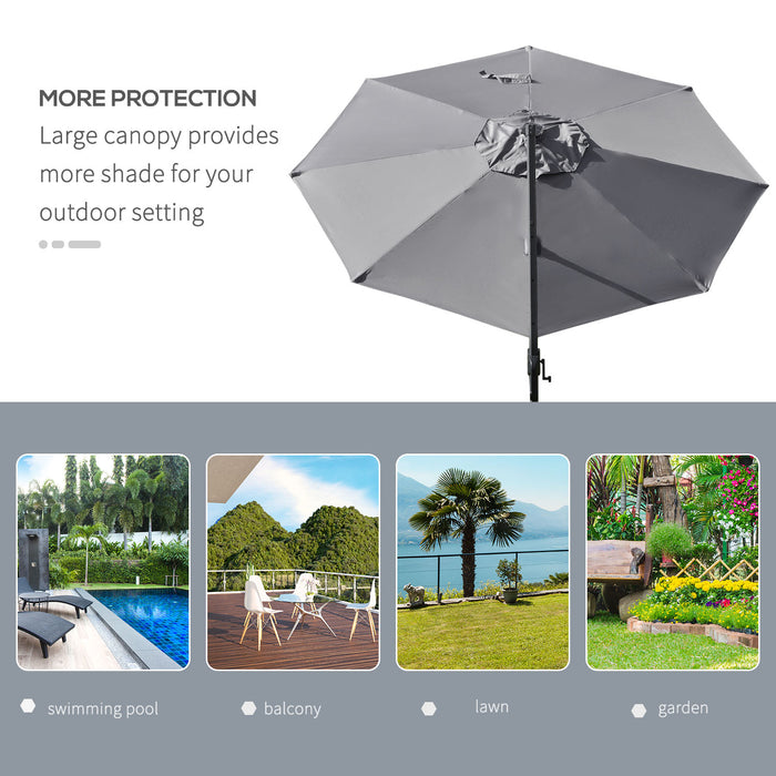 3M Cantilever Roma Parasol - Adjustable Garden Sun Umbrella with Solar LED Lighting, Cross Base & Rotation Feature - Ideal for Outdoor Comfort and Entertaining in Grey