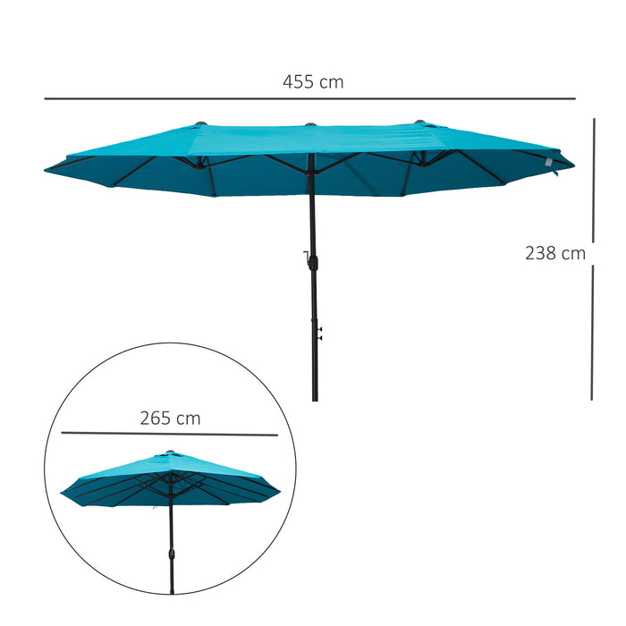 Double-Sided Patio Parasol Sun Umbrella, 4.6m - UV Protection and Adjustable Shade - Ideal for Outdoor Entertainment and Garden Relaxation