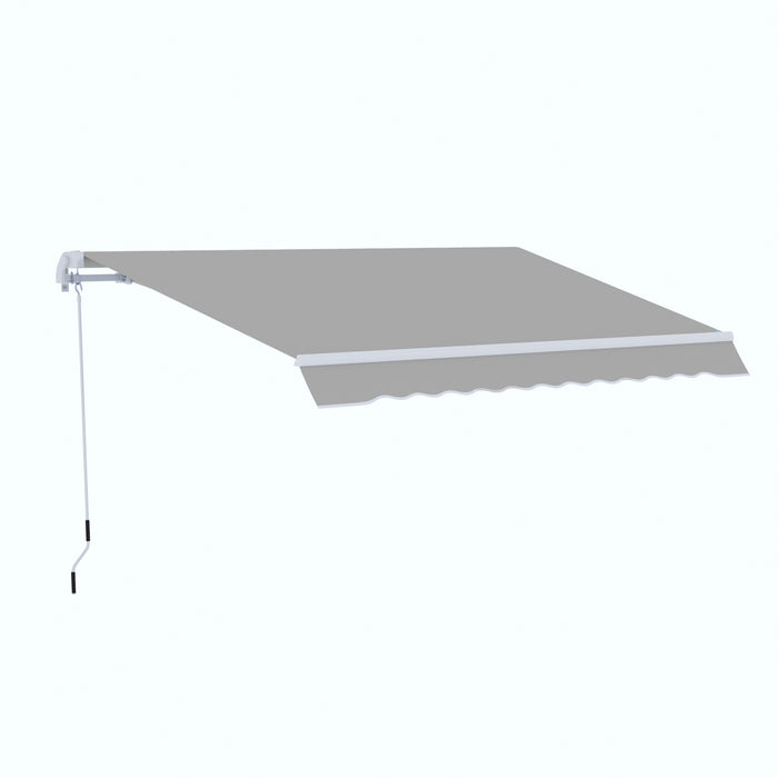 Retractable Manual Awning 4x2.5m - Window Door Sun Shade Canopy with Crank Handle and Fittings, Light Grey - Outdoor Patio Shelter and UV Protection