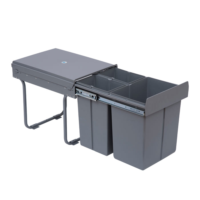 Kitchen Pull-Out Recycle Bin - 40L Capacity with Soft Close Mechanism, Grey - Efficient Trash Sorting Solution for Home Recycling