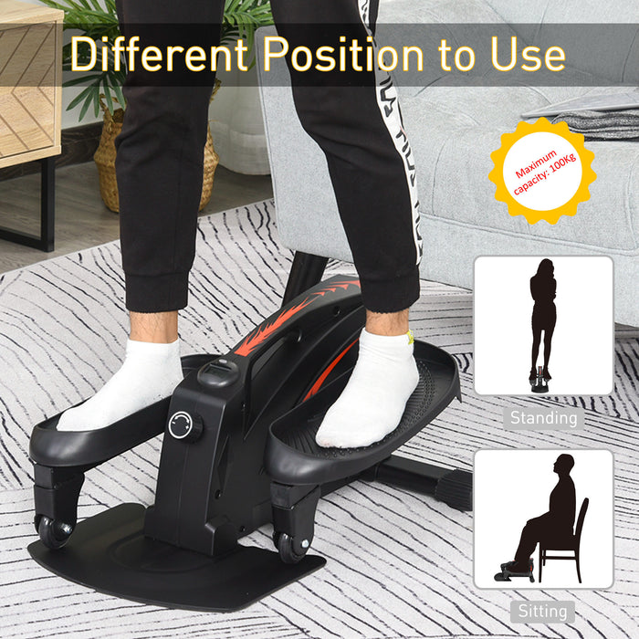 Compact Mini Elliptical Trainer - Under Desk Manual Bike with LCD Monitor and Anti-Slip Pedals - Adjustable Resistance for Home Office Exercise