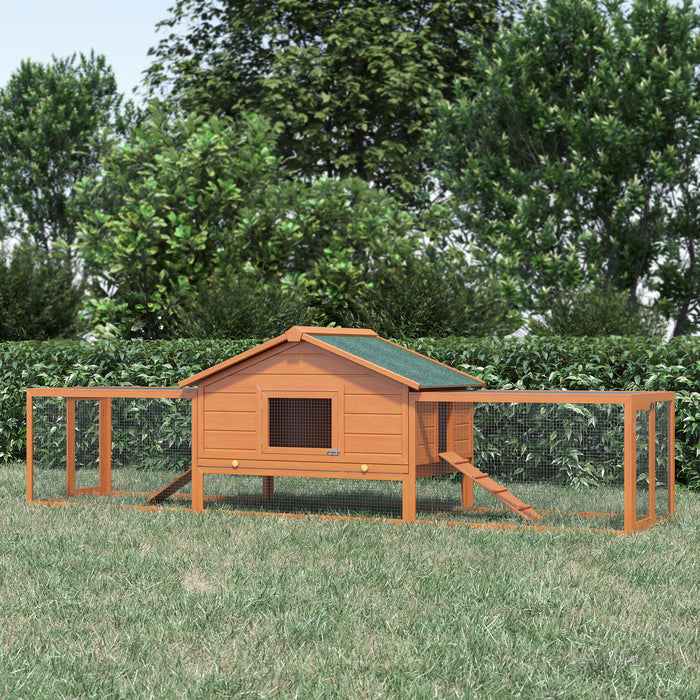 Outdoor Wooden Rabbit Hutch with Run - Large Guinea Pig Habitat House, Bunny and Ferret Cage, Spacious 309x79x86cm - Ideal for Pet Safety and Comfort