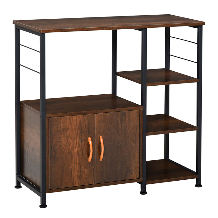 Industrial-Style Side Table - Metal Frame with Storage Shelf and Cabinet Rack - Space-Saving Solution for Living Room and Kitchen