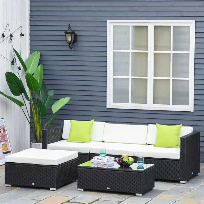 4-Seater Garden Rattan Sofa Set - Outdoor Patio Furniture with Metal Frame and Coffee Table Combo - Perfect for Family Lounge and Yard Comfort