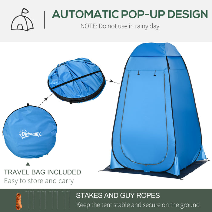 Portable Pop-Up Camping Shower Tent - Outdoor Privacy Shelter for Changing, Dressing, Bathing - Includes Storage Room and Carrying Bag for Hikers, Blue