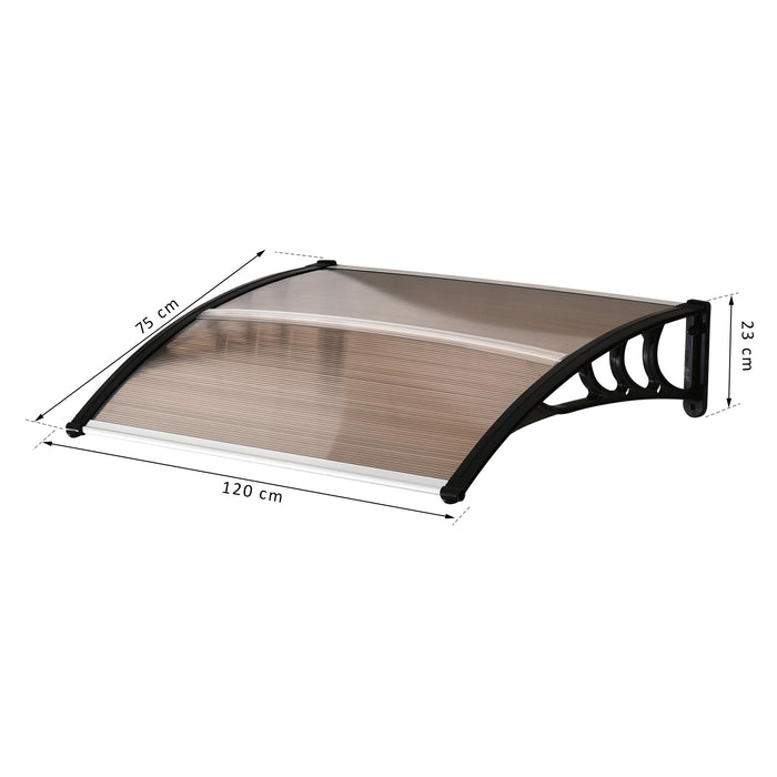 Curved Polycarbonate Door Awning - Aluminium and Rigid Plastic, UV and Water-Resistant, Modern Brown Canopy - Outdoor Protection for Entrances and Windows