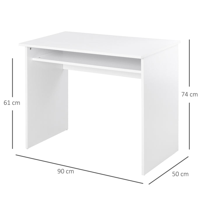 Space-Saving Computer Writing Desk with Storage - Compact Workstation with Learning Center for Home Office, 90x50 cm Size - Ideal for Students and Professionals, White