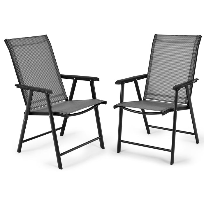 2-Pack Folding Outdoor Dining Chairs - Ergonomic Armrest Design - Perfect for Comfortable Al Fresco Meals