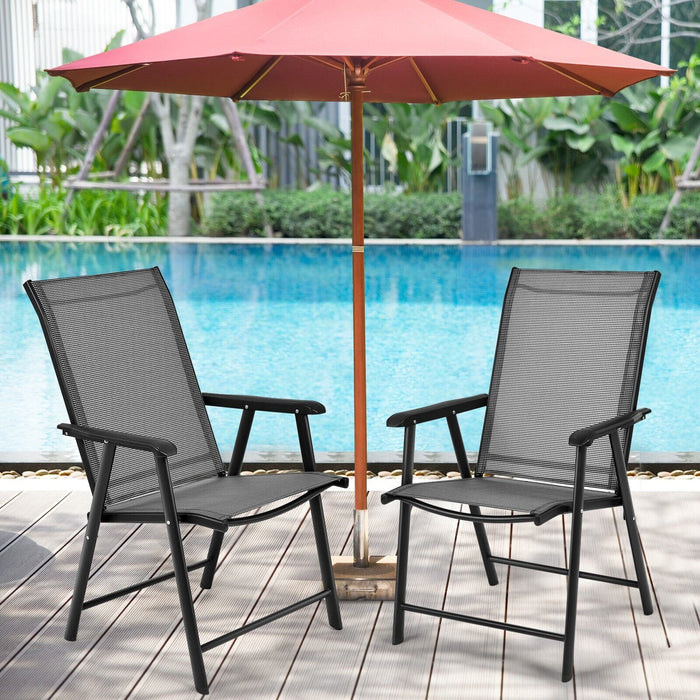 2-Pack Folding Outdoor Dining Chairs - Ergonomic Armrest Design - Perfect for Comfortable Al Fresco Meals