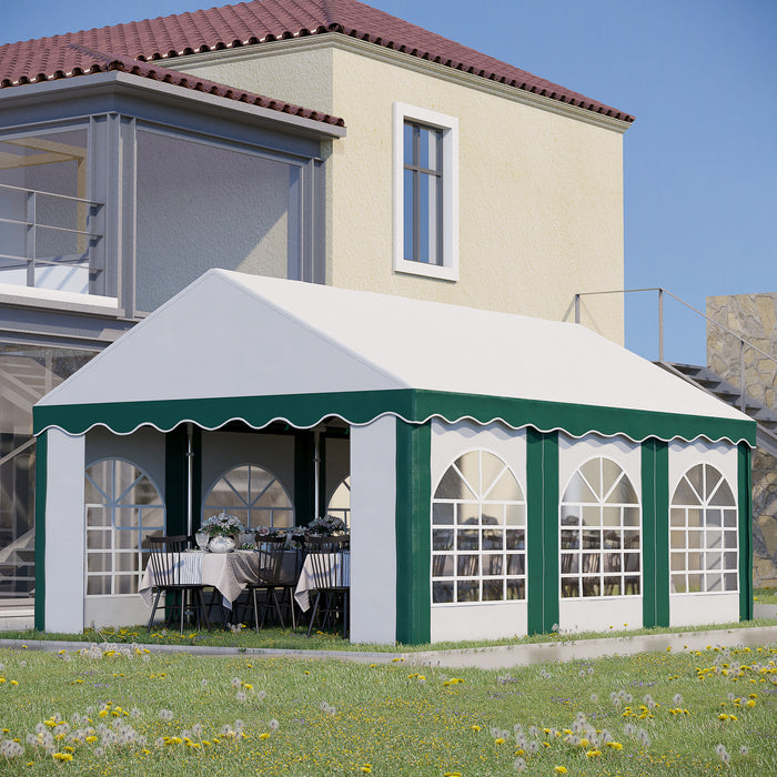 Deluxe 6x4m Garden Gazebo Marquee - Galvanised Party Tent with Sides, Six Windows, Double Doors - Ideal for Weddings, Parties, and Outdoor Events