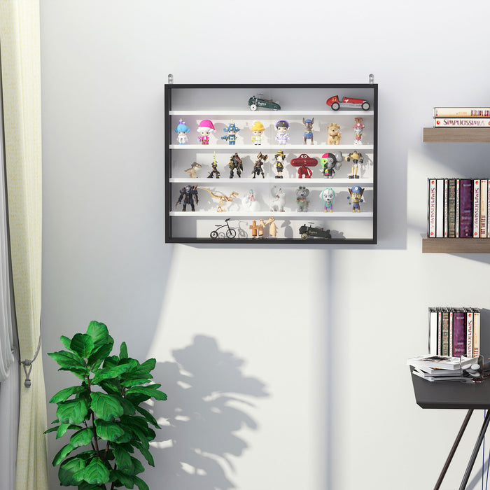 5-Tier Wall Display Cabinet with Adjustable Shelves - Glass-Door Unit for Home & Office Decor, 60x80 cm - Ideal for Ornaments & Books, Available in Black/White