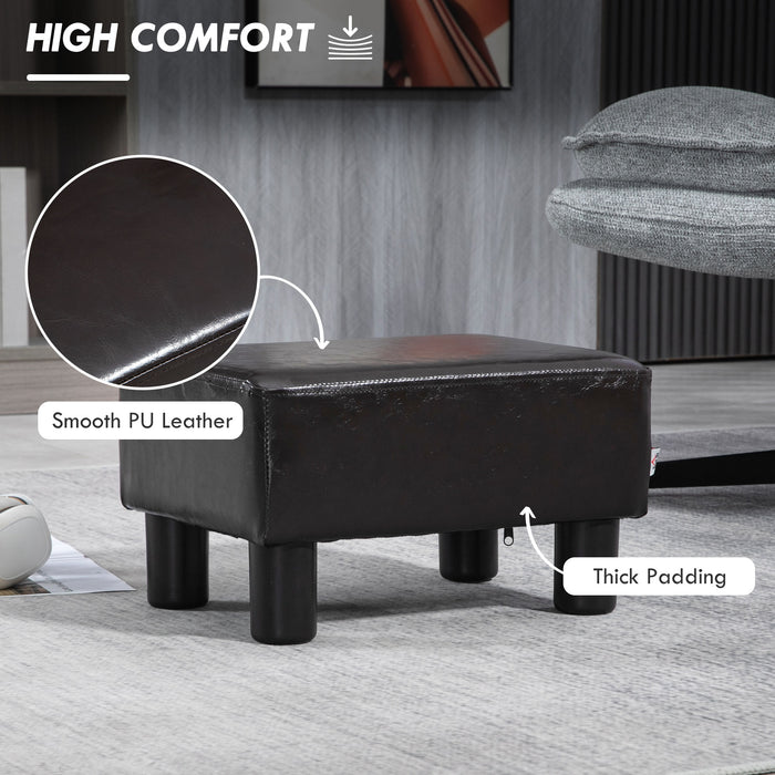 Luxurious PU Leather Ottoman - Sturdy Cube Footstool with Durable Plastic Legs - Elegant Resting Solution for Living Room or Bedroom