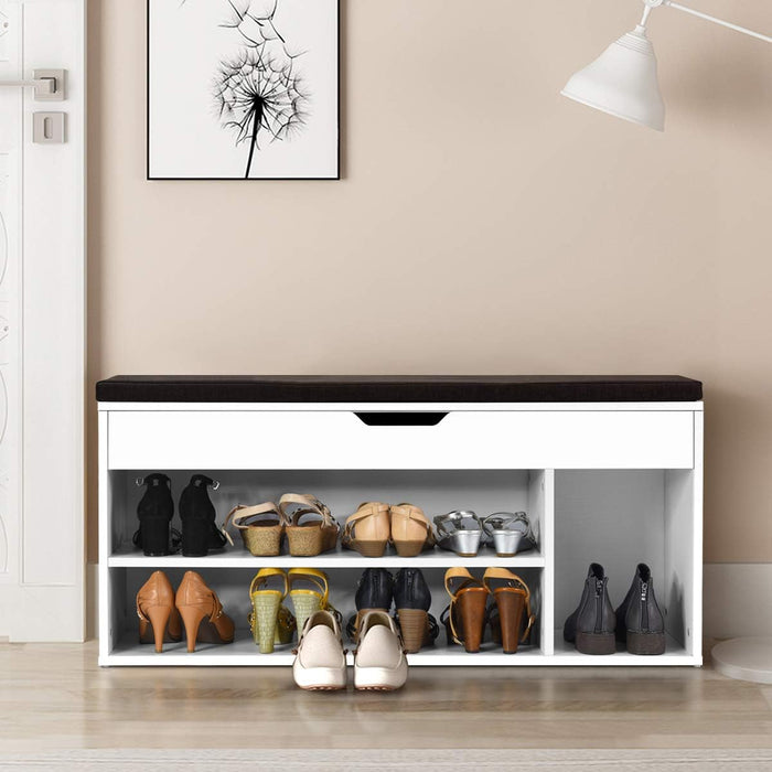 Hidden Compartment Shoe Bench - Natural Finish, Open Shelving Storage Solution - Ideal for Keeping Footwear Organized & Concealed Compartment for Valuables
