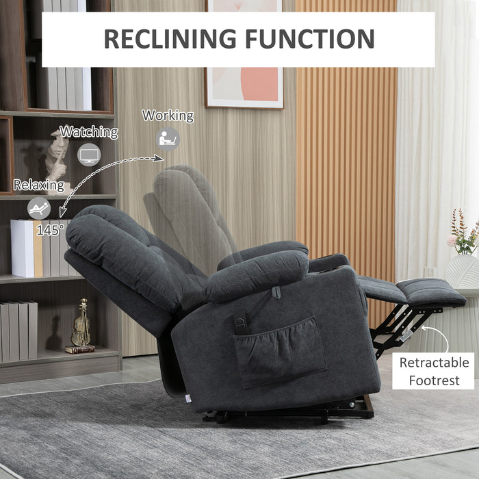 ElderEase Comfort Recliner - Oversized Upholstered Lift Chair with Remote Control and Storage - Ideal for Seniors, Features Side Pockets and Cup Holder