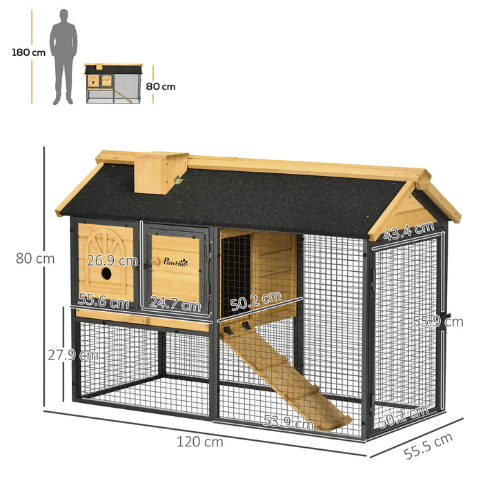 Outdoor Bunny Hutch with Spacious Run - Easy-Clean Removable Tray, Ramp Access, Durable Small Animal Shelter - Perfect for Pet Rabbits and Small Creatures