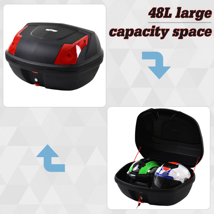 Motorcycle Trunk 48L Capacity - Sturdy Travel Luggage Storage Box with Modern Design - Ideal for Bikers Needing Extra Storage Space