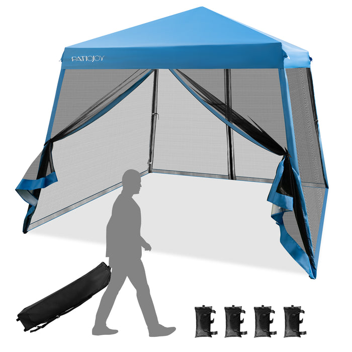 Instant Pop-up Canopy - Outdoor Blue Canopy with Mesh Sidewalls - Perfect for Picnics, Fairs, and Sporting Events