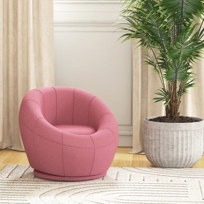 Swivel Upholstered Accent Chair - Modern Armchair for Living Room, Bedroom, Home Office - Comfy Pink Seating Solution for Stylish Decor