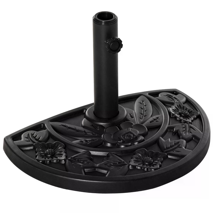 Weighted Half Round Parasol Base - Sturdy Balcony Umbrella Stand in Elegant Black - Ideal for Small Outdoor Spaces & Patio Shade Support