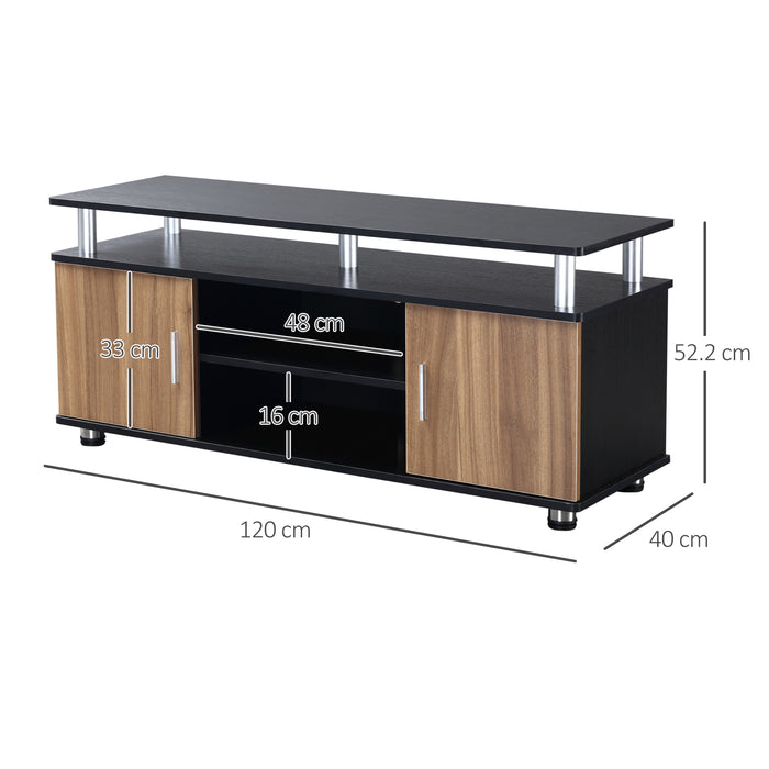 Modern Black TV Stand - 120cm Length, 40cm Width, 52.2cm Height Entertainment Unit - Ideal for Living Room Media Organization