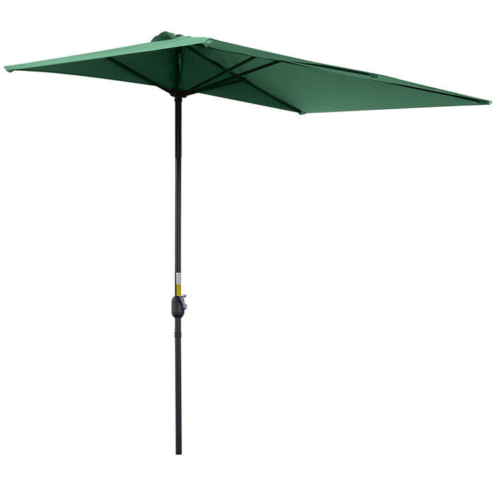 Balcony Semi Round Umbrella with Crank Handle, 2.3m - UV-Protected, Wind-Resistant Half Parasol in Green - Ideal for Small Outdoor Spaces & Patios (Base Not Included)