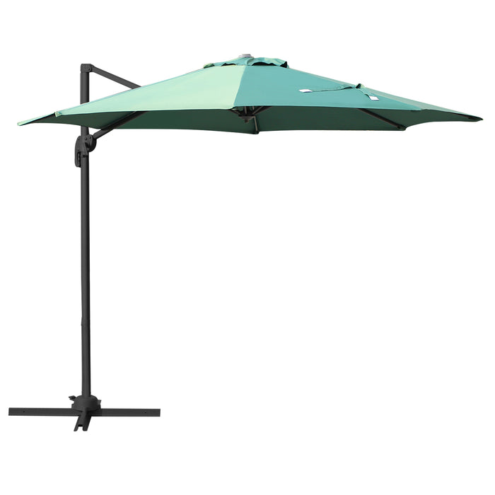 3M Patio Offset Roma Umbrella - Cantilever Hanging Sunshade with 360° Rotation and Cross Base - Ideal Outdoor Shelter for Gardens and Patios