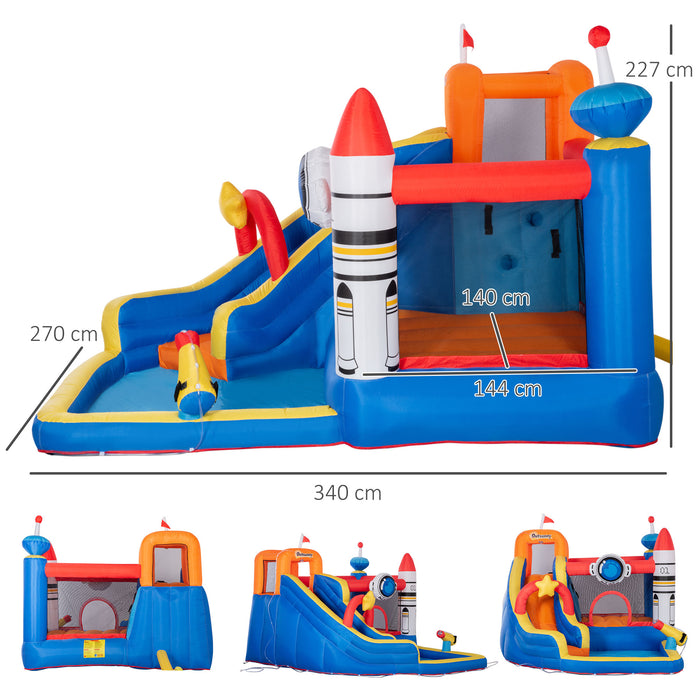 Kids Bounce Castle with Water Slide - 5-in-1 Inflatable Playhouse, Trampoline, Climbing Wall, Pool & Water Gun - Ultimate Outdoor Entertainment for Ages 3-8