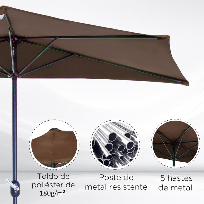 2.7m Half Parasol Umbrella for Balconies - Sturdy 5 Steel Rib Design, Outdoor Shade Solution - Perfect for Small Spaces and Garden Patios