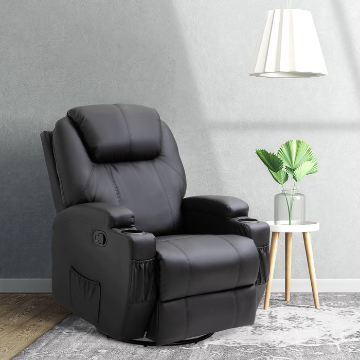 PU Leather Recliner Sofa Chair - Massage Armchair with Swivel Base for Cinema & Gaming - Ideal for Relaxation & Nursing Needs