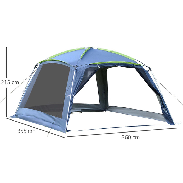 Portable Dome Family Camping Tent for 5-8 People - Outdoor Screen House Sun Shelter, Spacious 360x355x215cm - Ideal for Group Adventures, Dark Blue/Green