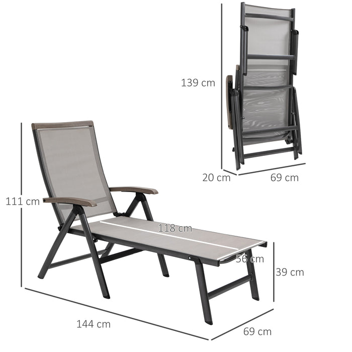 Adjustable Aluminium Sun Lounger - 5-Position Folding Chaise Chair for Outdoor Relaxation - Perfect for Patio, Poolside, and Garden Use