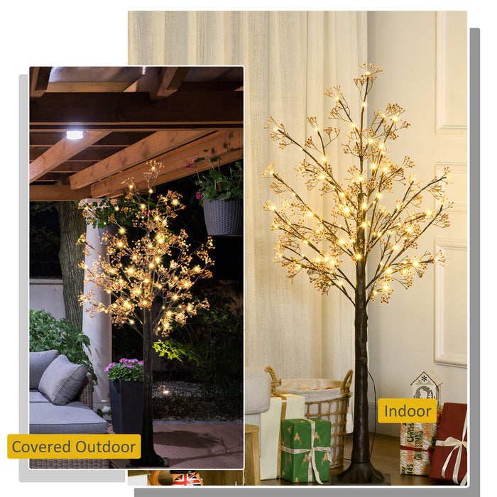 Artificial 5ft Gypsophila Blossom Tree with LED Lights - Warm White Illumination with 96 LEDs, Baby Breath Flower Design - Perfect for Weddings, Parties, and Home Decor Indoor/Outdoor Use