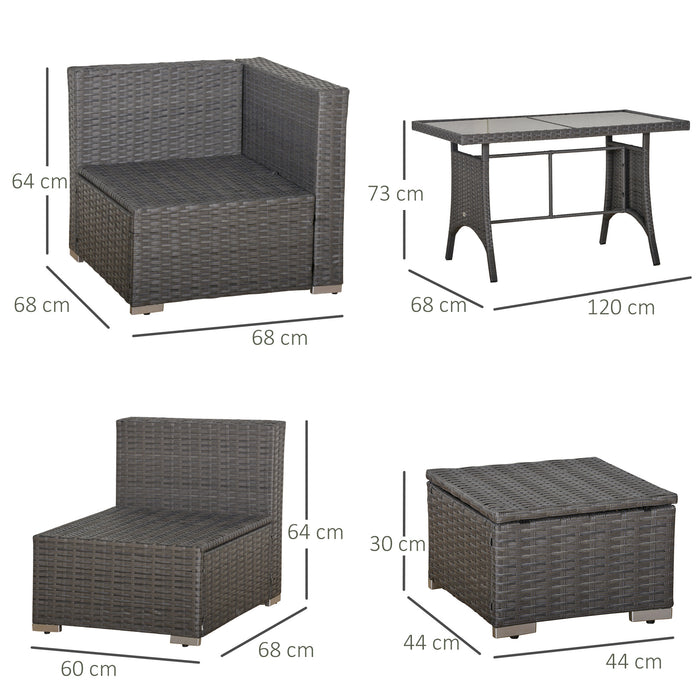 10PC Rattan Corner Dining Sofa Set - 9-Seater Outdoor Patio Furniture with Tables & Stools - Wicker Lounge Set with Cushions for Garden, Conservatory