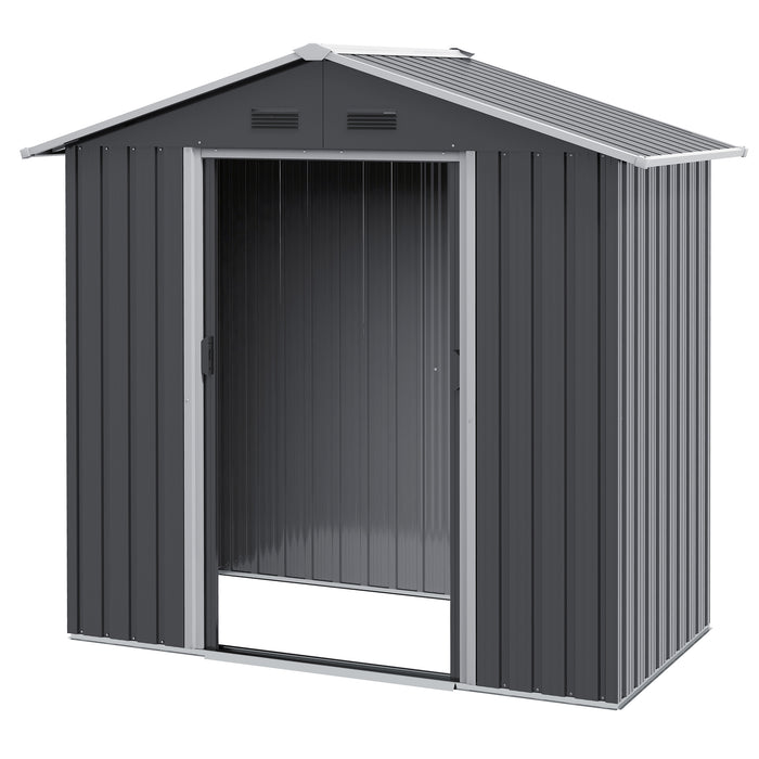 6.5x3.5ft Metal Garden Storage Shed - Outdoor Tool Organization with Double Sliding Doors, 4 Vents - Ideal for Garden Equipment and Supplies