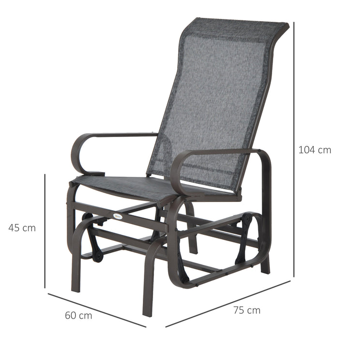 Outdoor Gliding Rocking Chair - Sturdy Metal Frame and Comfortable Swing Design for Garden, Patio, Backyard, and Poolside - Relaxing Grey Lounger for Leisure Time